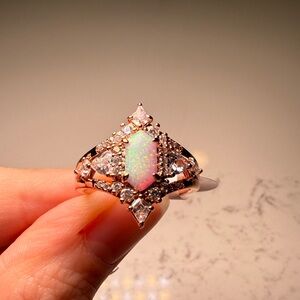 Bomb Party Beyond Winged Dazzle White Opal/Rose Gold Ring Size 9